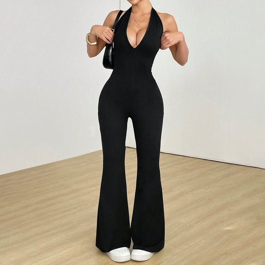 Sheer Hollowed-Out Beautiful-Back Bodycon Jumpsuit Summer New Arrival One-Piece Jumpsuit Butt-Lifting Sports & Fitness Jumpsuit