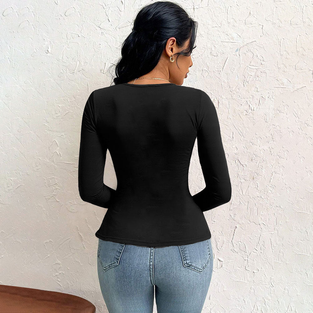 Women's Fashion Oblique Collar Autumn And Winter New Versatile Commuter Long-sleeved Top