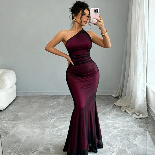 Women's Solid-Color Elegant Waist-Cinching Sheath Sleeveless Dress